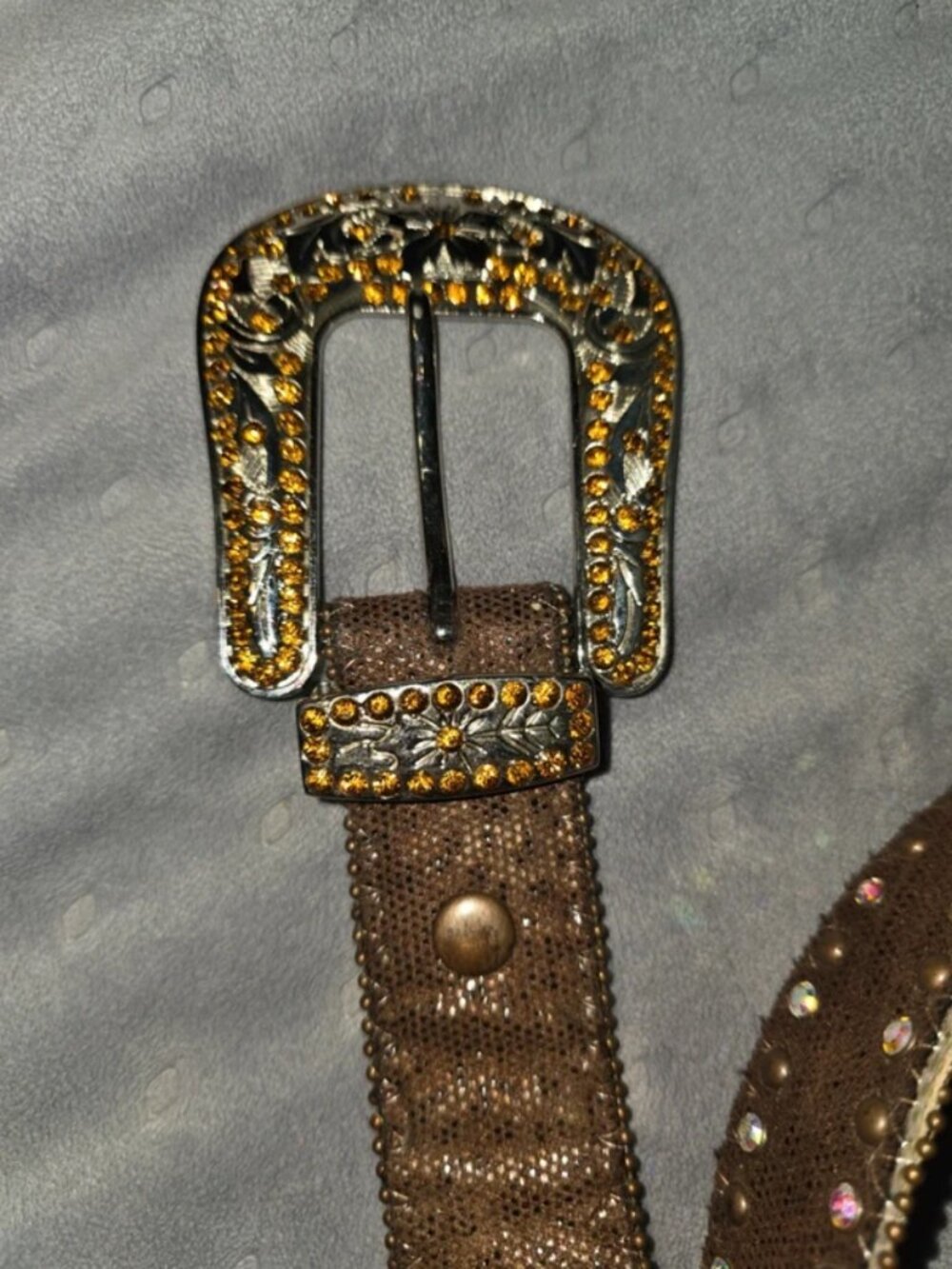 Leather Rhinestone Belt - Picture 2 of 3